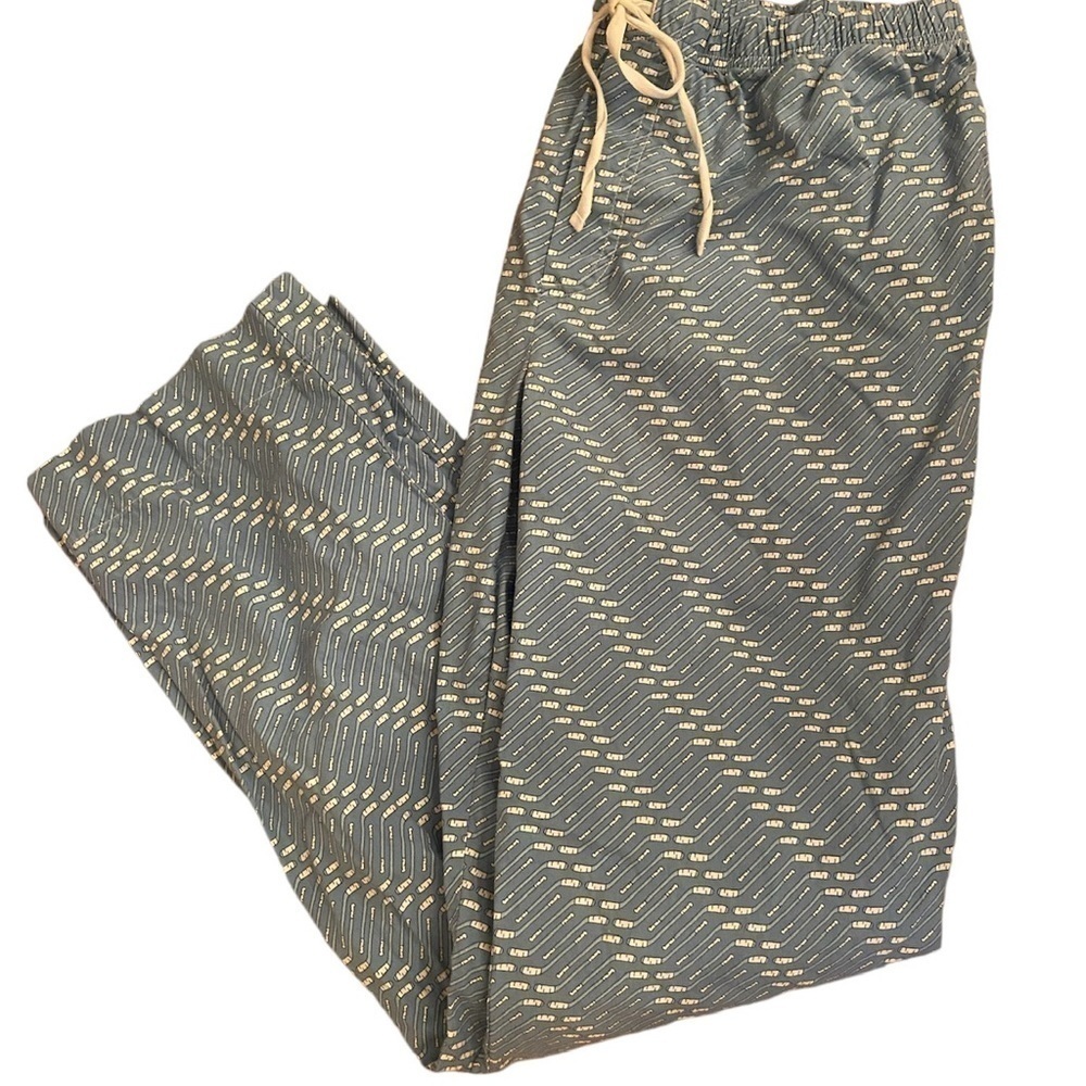 vineyard vines women’s pajama pants light blue size medium fold hockey themed